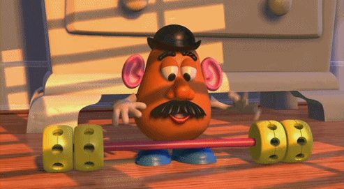 Funny Mr. Potato Head working out