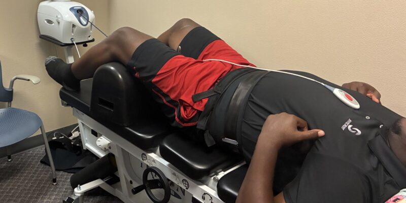 patient recieving decompression treatment for low back pain